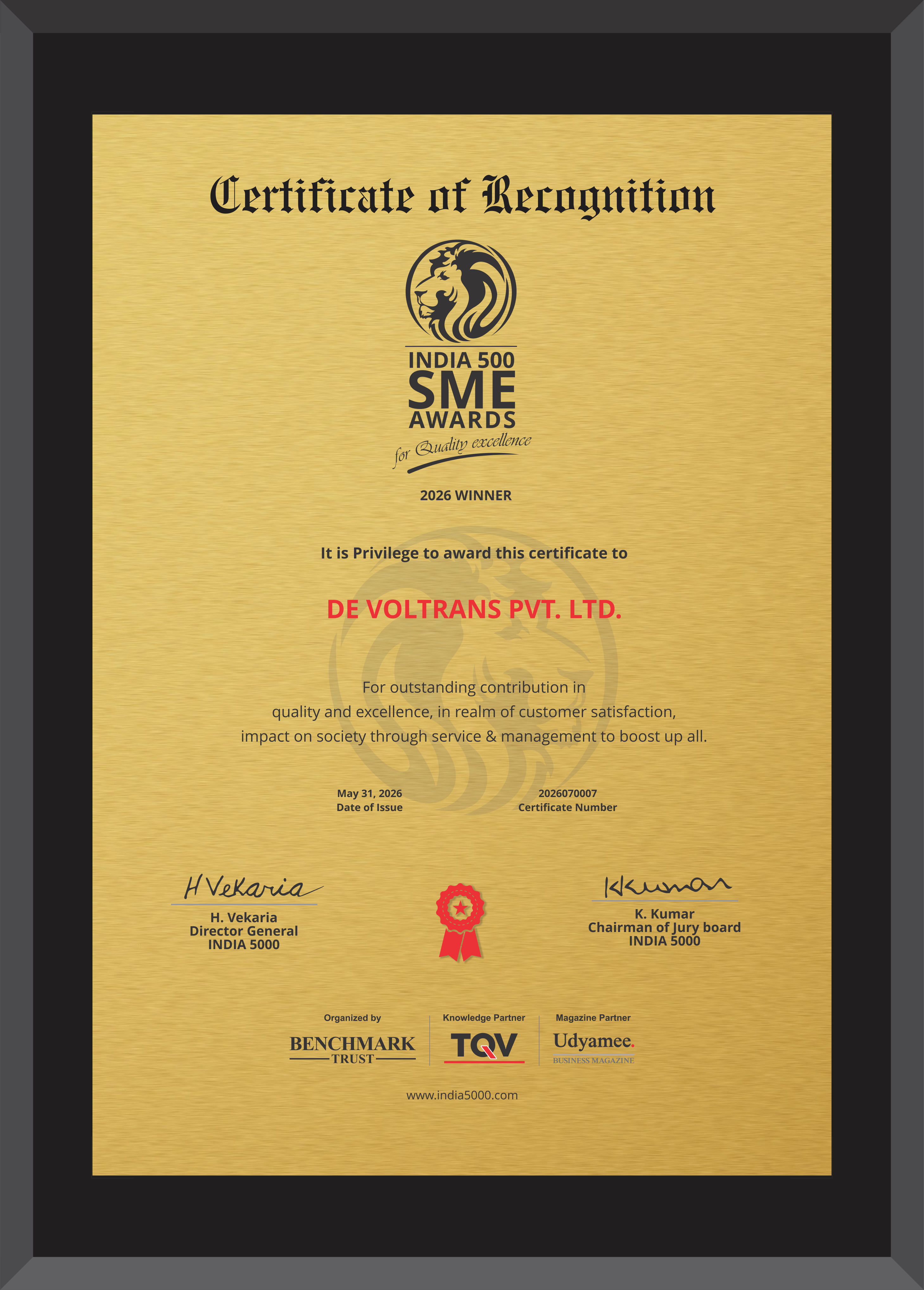 India SME Certificate